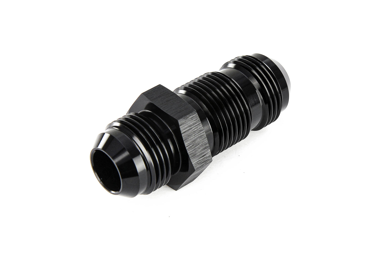 HPS Performance Straight -16 AN Male to Male Bulkhead Adapter Aluminum Black