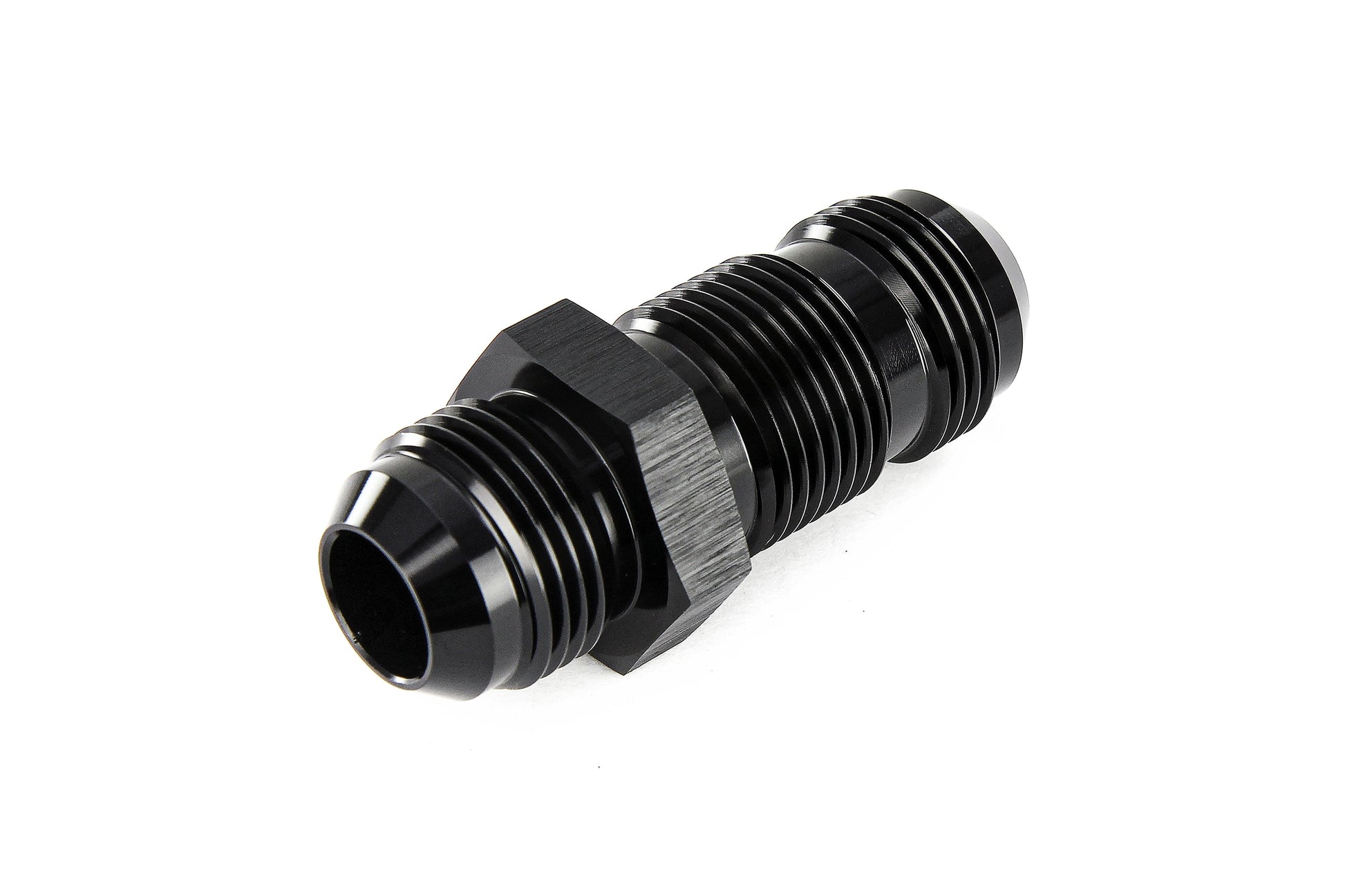 HPS Performance Straight -16 AN Male to Male Bulkhead Adapter Aluminum Black