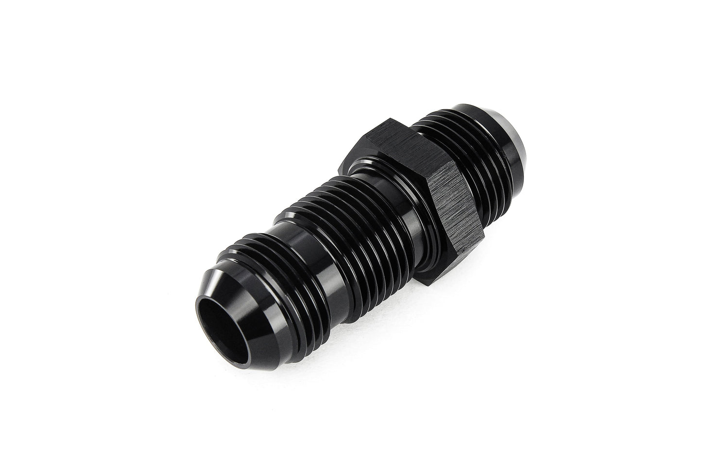 HPS Performance Straight -16 AN Male to Male Bulkhead Adapter, Aluminum, Black