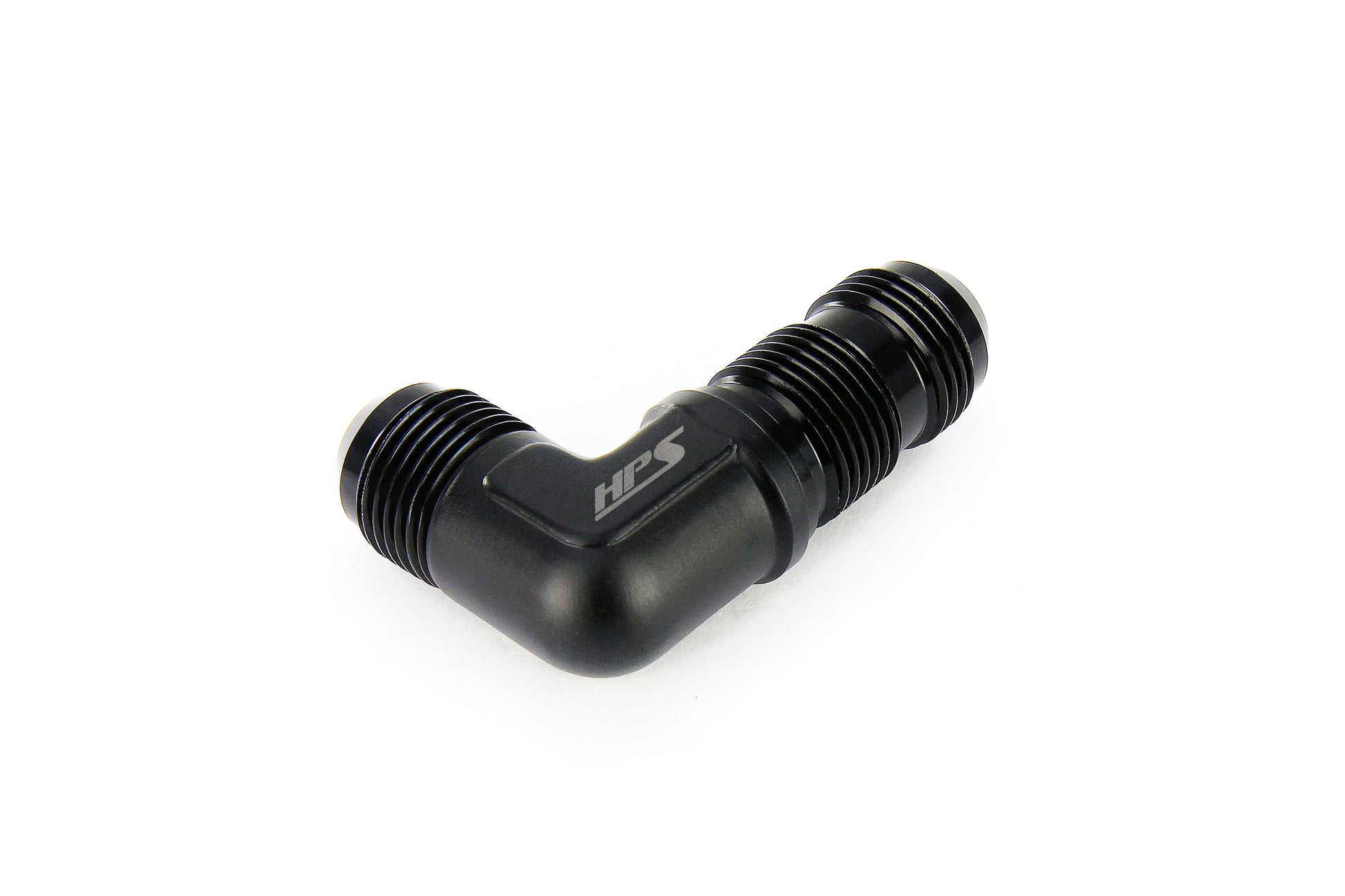 HPS Performance 90 Degree -3 AN Male to Male Bulkhead Adapter Aluminum Black