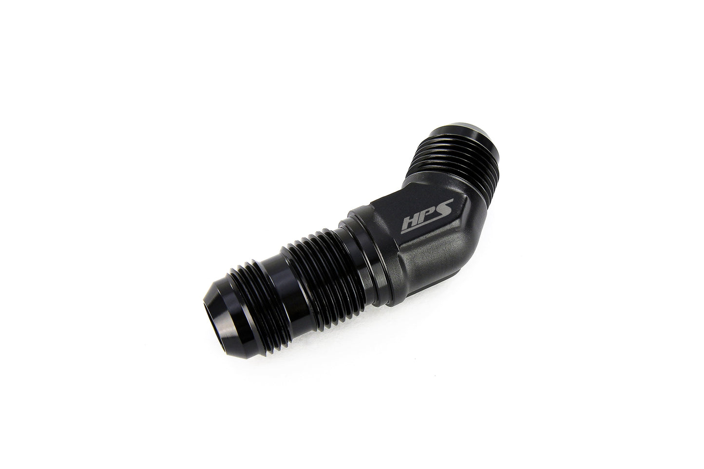 HPS Performance 45 Degree -6 AN Male to Male Bulkhead Adapter Aluminum Black