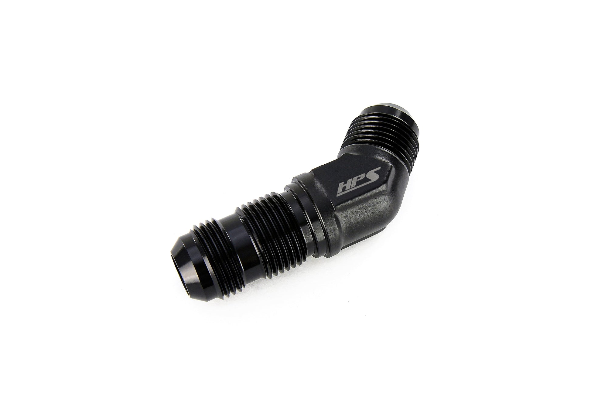 HPS Performance 45 Degree -6 AN Male to Male Bulkhead Adapter Aluminum Black