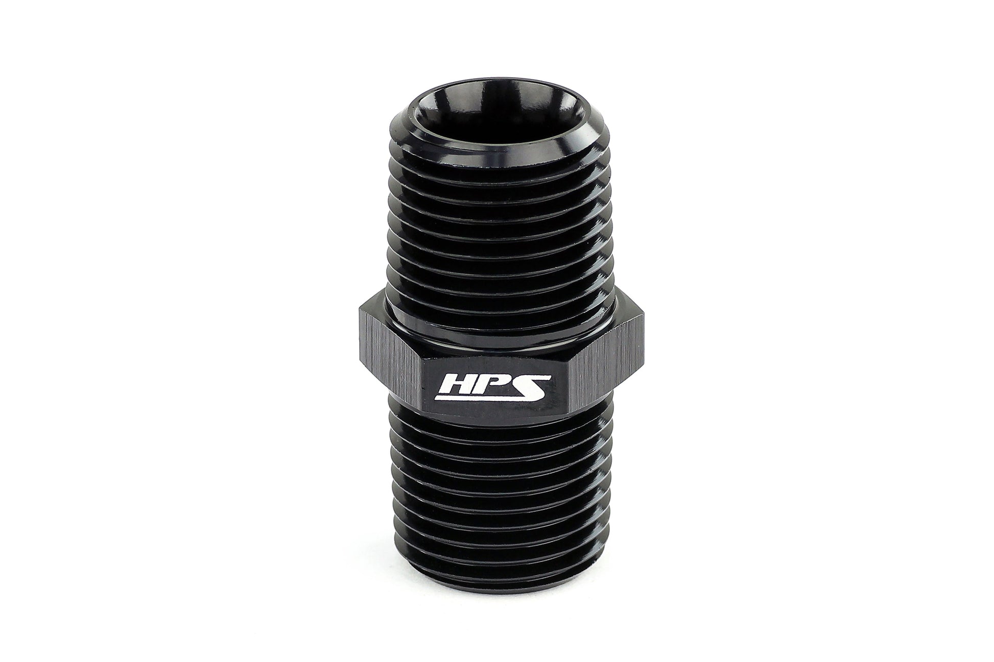 HPS Performance Straight 1/4'' NPT Male to Male Union Coupler Adapter Aluminum Black