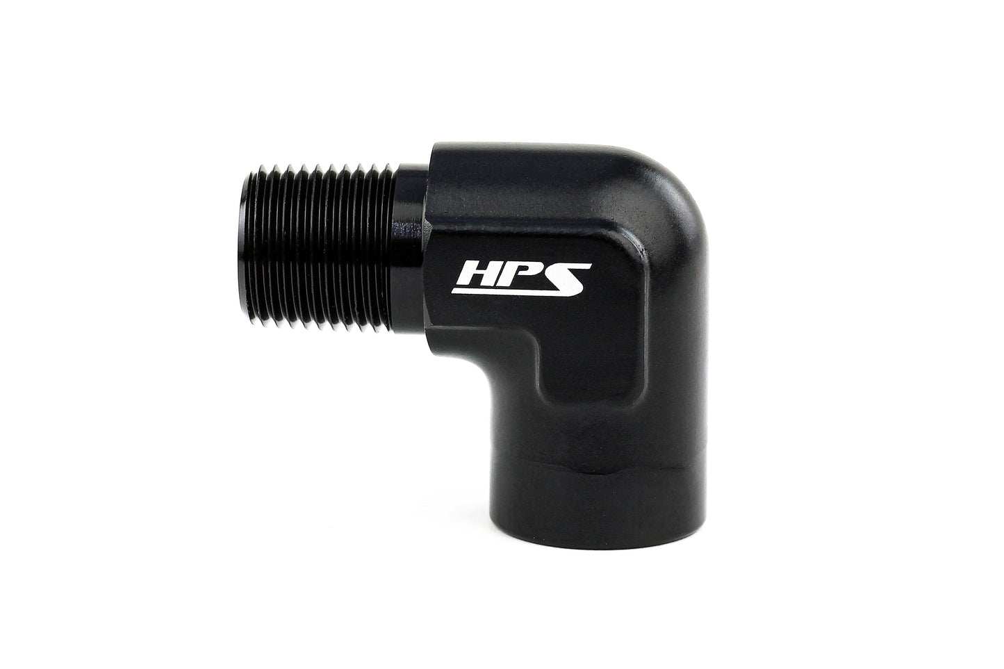 HPS Performance 90 Degree 1/4'' NPT Male To Female Adapter Aluminum Black