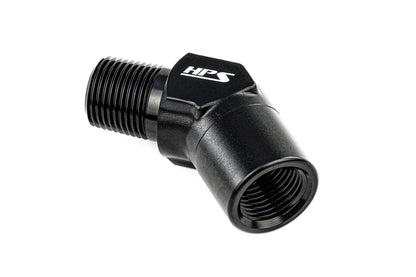 HPS Performance 45 Degree 1/8'' NPT Male To Female Adapter, Aluminum, Black