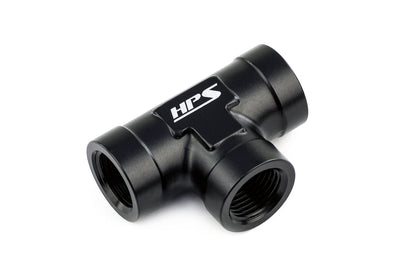 HPS Performance 1/4'' NPT Female Tee Coupler Adapter, Aluminum, Black
