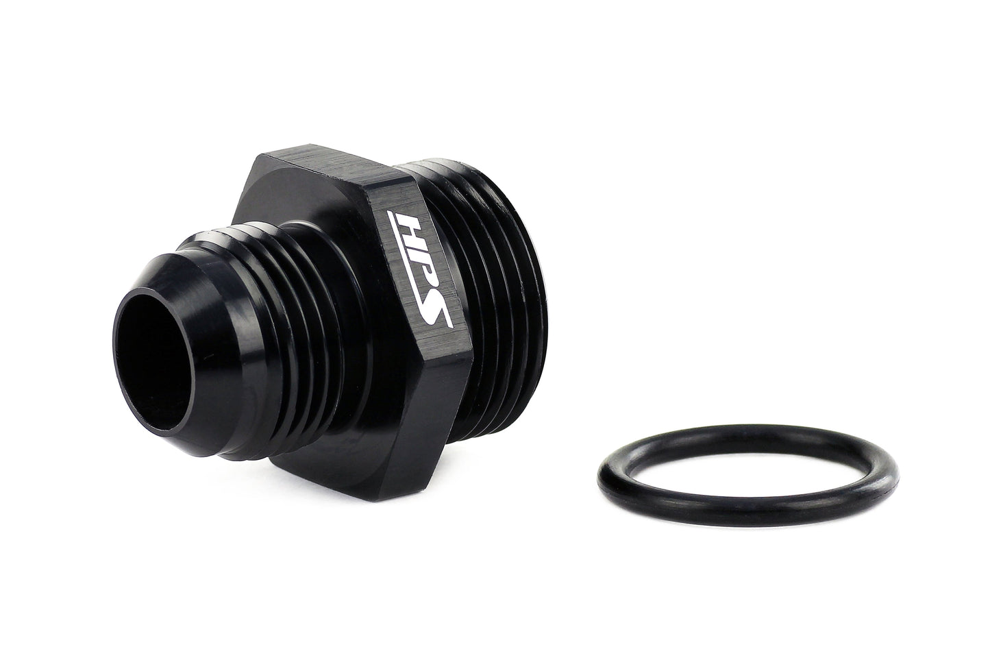 HPS Performance -8 AN Male to -12 O-ring Boss (ORB) Port Thread Male Adapter, Aluminum, Black