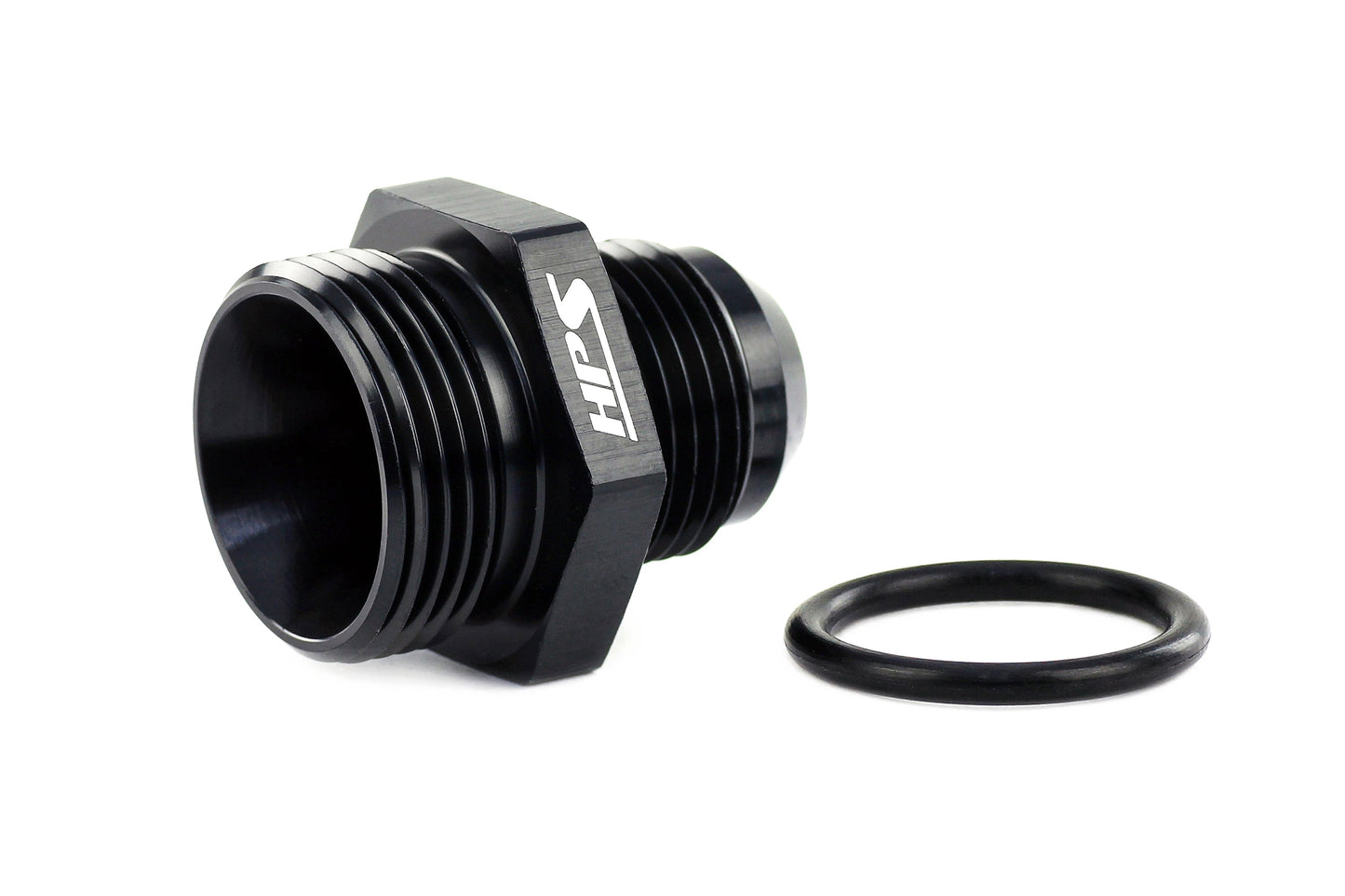 HPS Performance -6 AN Male to -8 O-ring Boss (ORB) Port Thread Male Adapter, Aluminum, Black