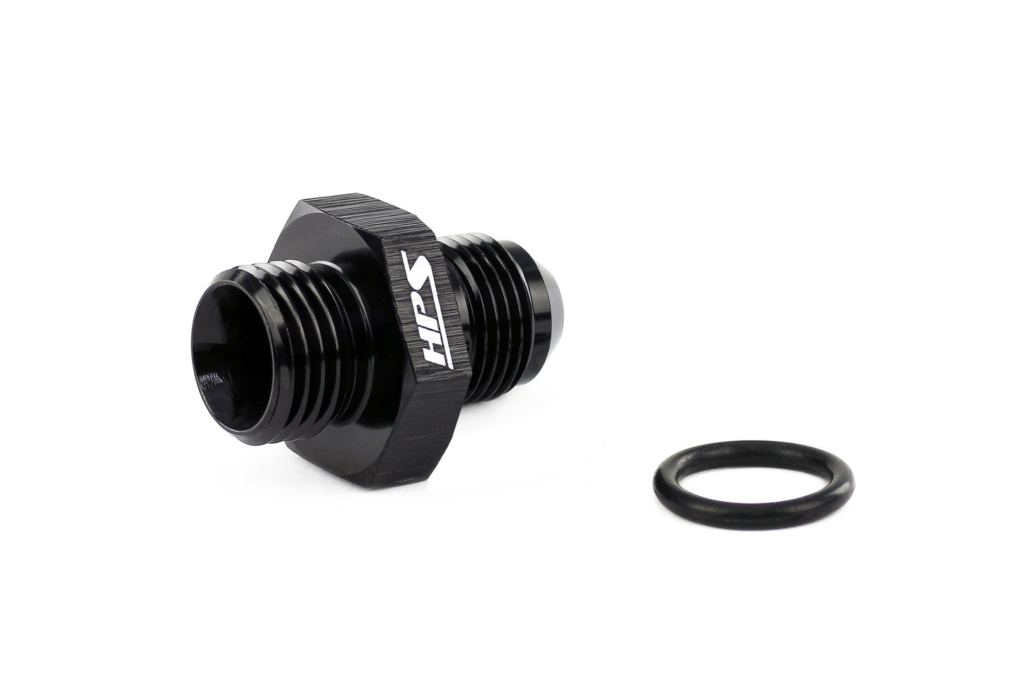 HPS Performance -4 AN Male to -4 O-ring Boss (ORB) Port Thread Male Adapter, Aluminum, Black
