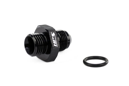 HPS Performance -8 AN Male to -8 O-ring Boss (ORB) Port Thread Male Adapter, Aluminum, Black