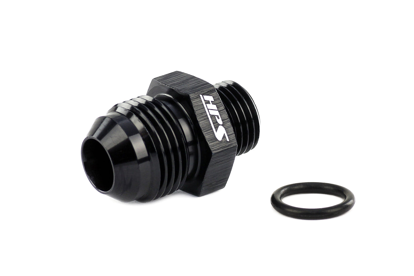 HPS Performance -4 AN Male to -3 O-ring Boss (ORB) Port Thread Male Adapter, Aluminum, Black