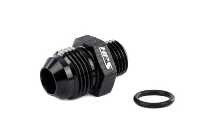 HPS Performance -8 AN Male to -6 O-ring Boss (ORB) Port Thread Male Adapter, Aluminum, Black