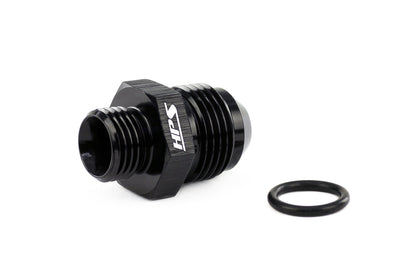 HPS Performance -8 AN Male to -6 O-ring Boss (ORB) Port Thread Male Adapter, Aluminum, Black