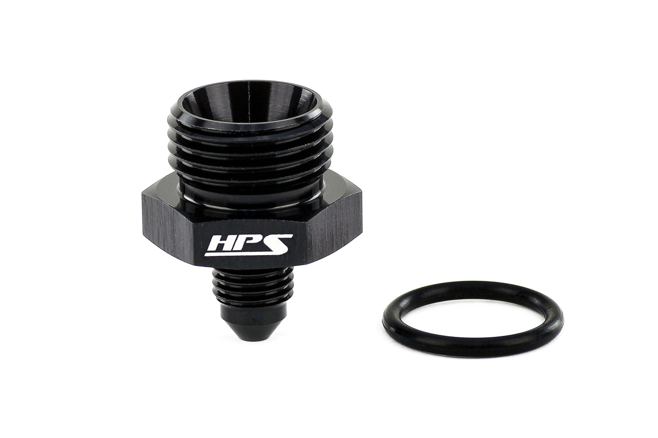 HPS Performance -4 AN Male to -10 O-ring Boss ORB Port Thread Male Adapter Aluminum Black