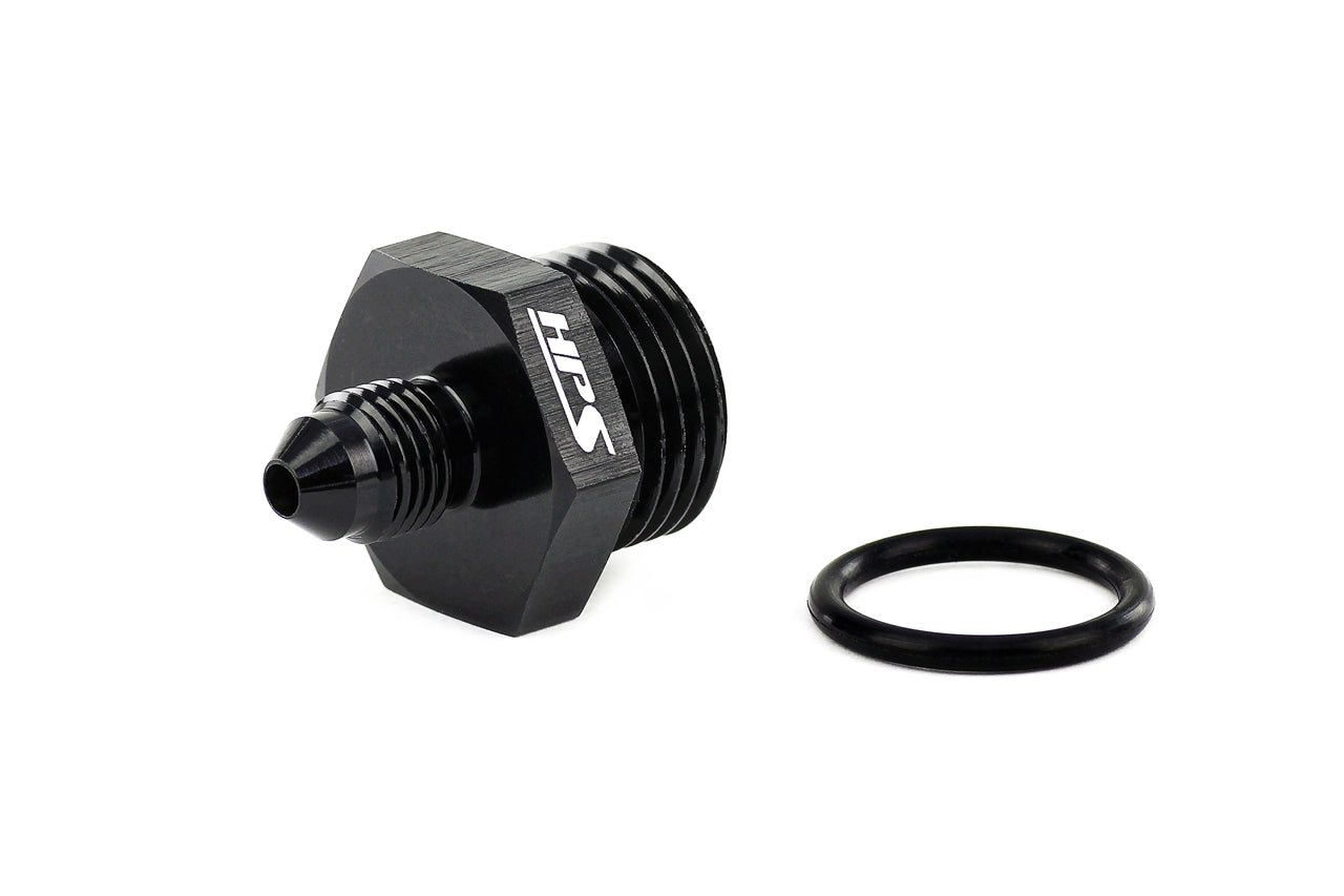 HPS Performance -4 AN Male to -10 O-ring Boss (ORB) Port Thread Male Adapter, Aluminum, Black