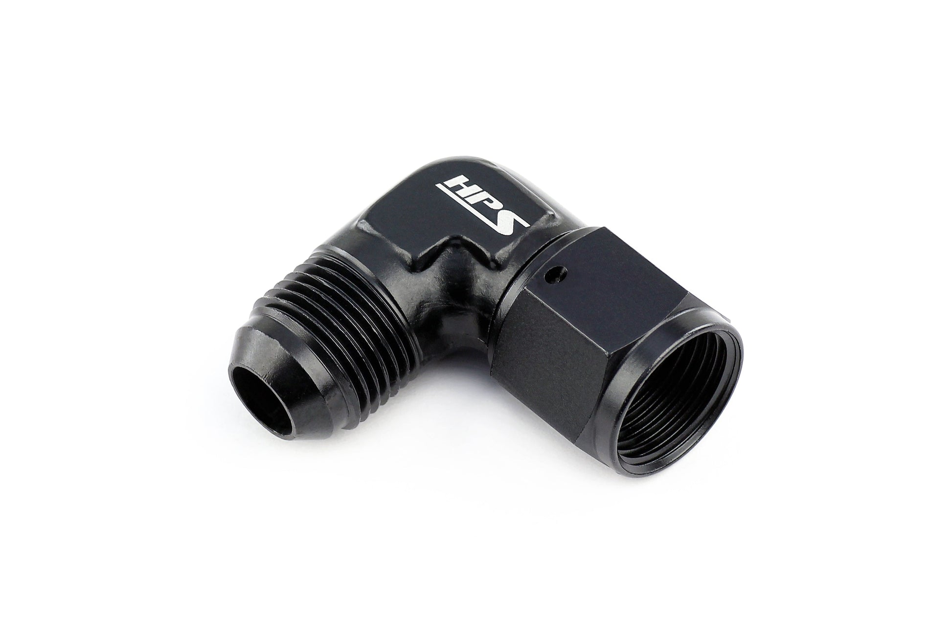 HPS Performance 90 Degree -8 AN Male to Female Swivel Adapter Aluminum Black