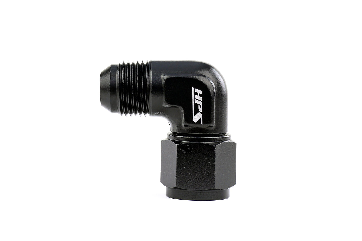 HPS Performance 90 Degree -8 AN Male to Female Swivel Adapter, Aluminum, Black