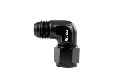 HPS Performance 90 Degree -8 AN Male to Female Swivel Adapter, Aluminum, Black