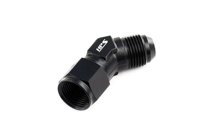 HPS Performance 45 Degree -6 AN Male to Female Swivel Adapter, Aluminum, Black