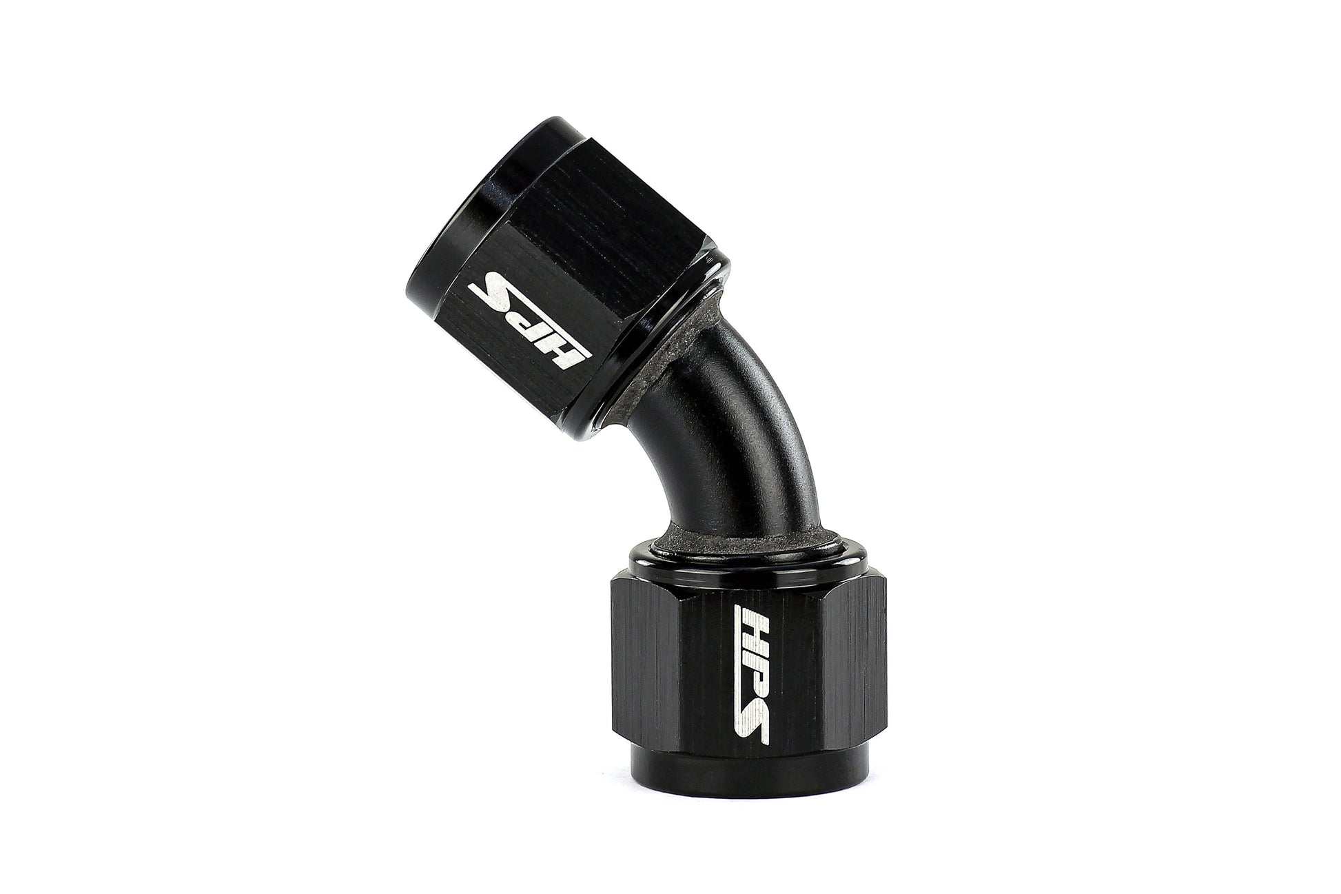 HPS Performance 45 Degree -3 AN Female to Female Swivel Coupling Adapter Aluminum Black