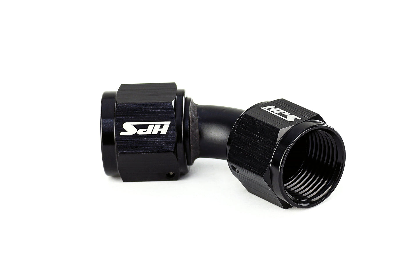 HPS Performance 45 Degree -3 AN Female to Female Swivel Coupling Adapter, Aluminum, Black
