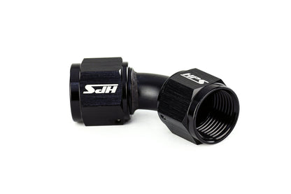 HPS Performance 45 Degree -12 AN Female to Female Swivel Coupling Adapter, Aluminum, Black