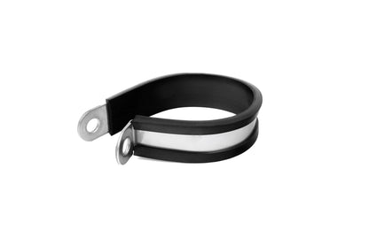 HPS 1-5/8" (41mm) ID Stainless Steel Cushion Loop Clamp for Tube, Wire and Hose, Black Rubber EPDM