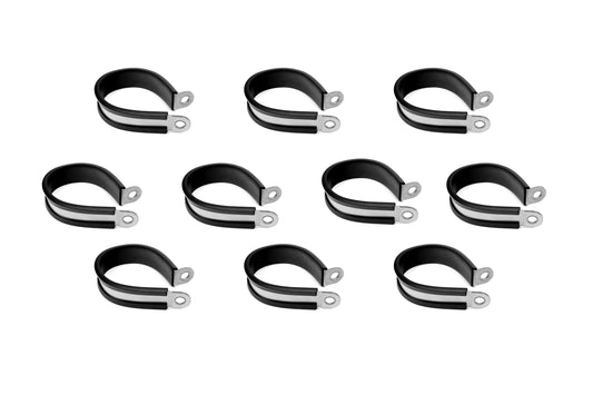 HPS 1-1/4 inch 32mm ID Stainless Steel Cushion Loop Clamp 10pcs Pack for Tube Wire and Hose Black Rubber EPDM