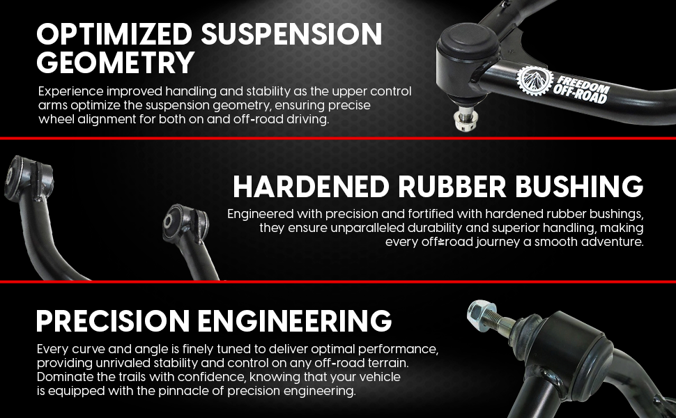 Front Upper Control Arms for 2-4 Inch Lift 21-24 F-15021-24 F-150 Raptor R and Tremor Freedom Off-Road