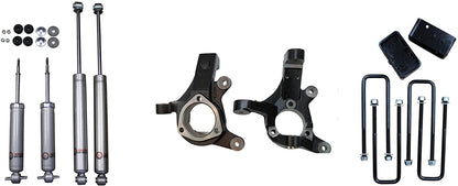 3 Inch Front Lift Spindles / 2 Inch Rear Blocks w/ U-Bolts and Shocks 99-06 Silverado/Sierra 1500 RWD Only Freedom Off-Road