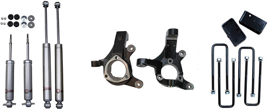 3 Inch Front Lift Spindles / 2 Inch Rear Blocks w/ U-Bolts and Shocks 99-06 Silverado/Sierra 1500 RWD Only Freedom Off-Road