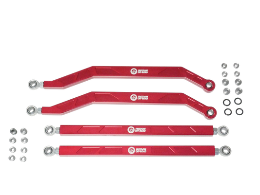 High Clearance Heavy Duty Radius Rod Set (4) - Red 14-16 Polaris RZR Freedom Off-Road