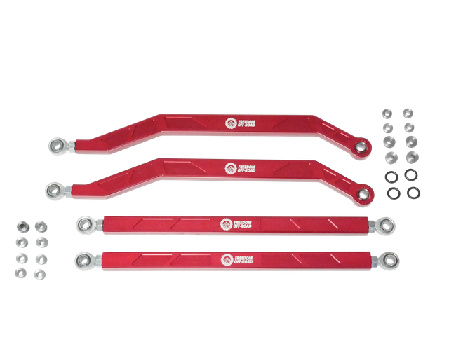 High Clearance Heavy Duty Radius Rod Set (4) - Red 17-24 Polaris RZR Freedom Off-Road