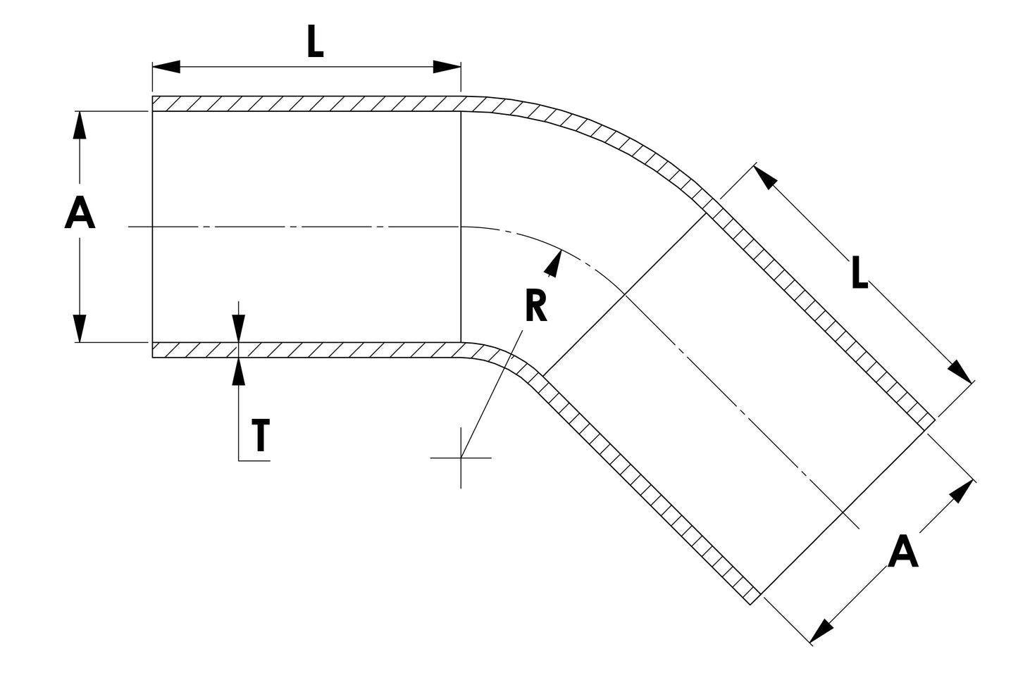 HPS 5/8" - 3/4" ID High Temp 4-ply Reinforced Silicone 45 Degree Elbow Reducer Hose Black (16mm - 19mm ID)