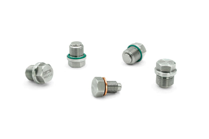 HPS Performance Stainless Steel Magnetic Oil Drain Plug Bolt 5pcs complete kit for Engine Transmission and Front Differential MDPK-100