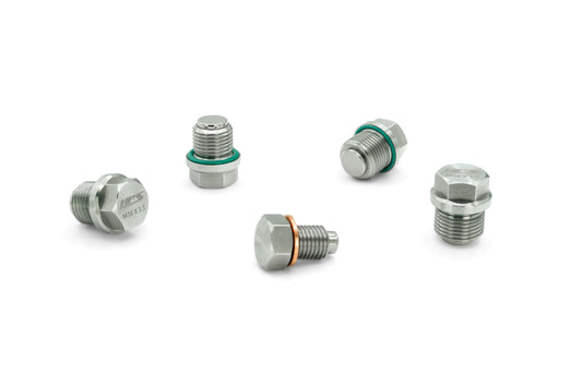 HPS Performance Stainless Steel Magnetic Oil Drain Plug Bolt 5pcs complete kit for Engine Transmission and Front Differential MDPK-100