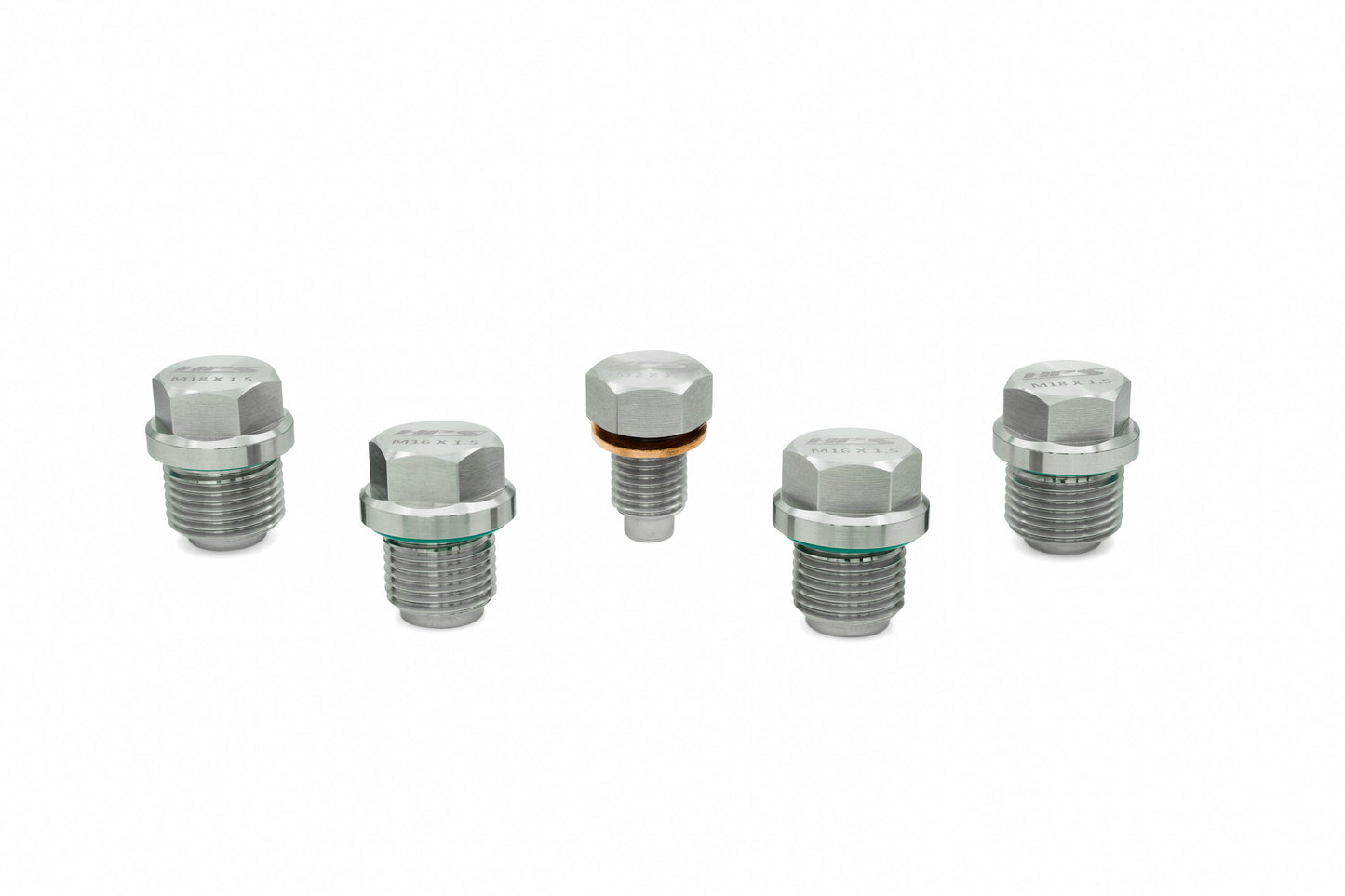HPS Performance Stainless Steel Magnetic Oil Drain Plug Bolt 5pcs complete kit for Engine, Transmission, and Front Differential, MDPK-100