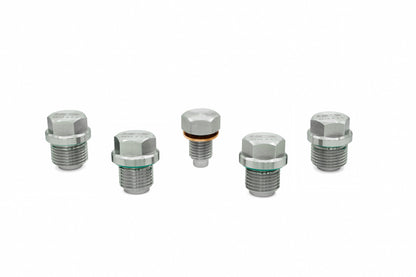 HPS Performance Stainless Steel Magnetic Oil Drain Plug Bolt 5pcs complete kit for Engine, Transmission, and Front Differential, MDPK-100