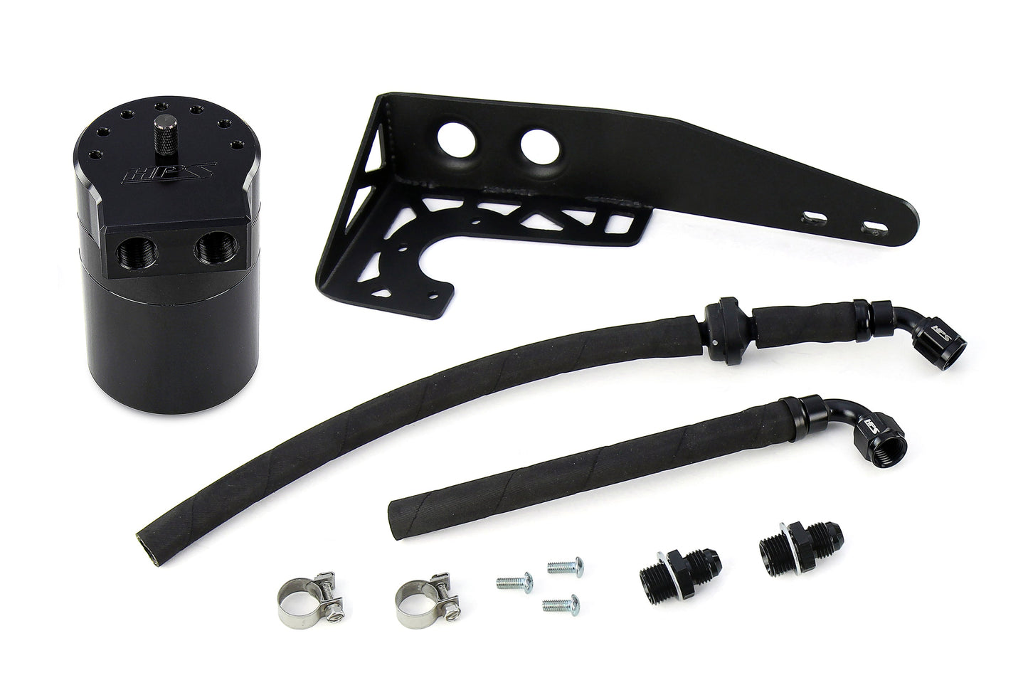 HPS Performance Billet Aluminum Oil Catch Can Kit Black 860-001WB