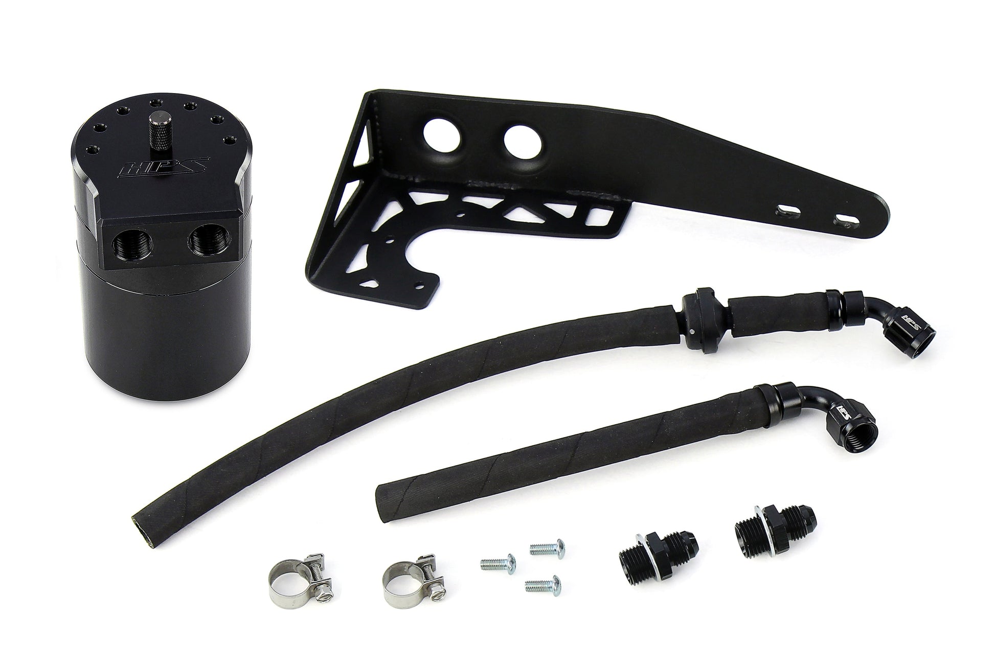 HPS Performance Billet Aluminum Oil Catch Can Kit Black 860-001WB