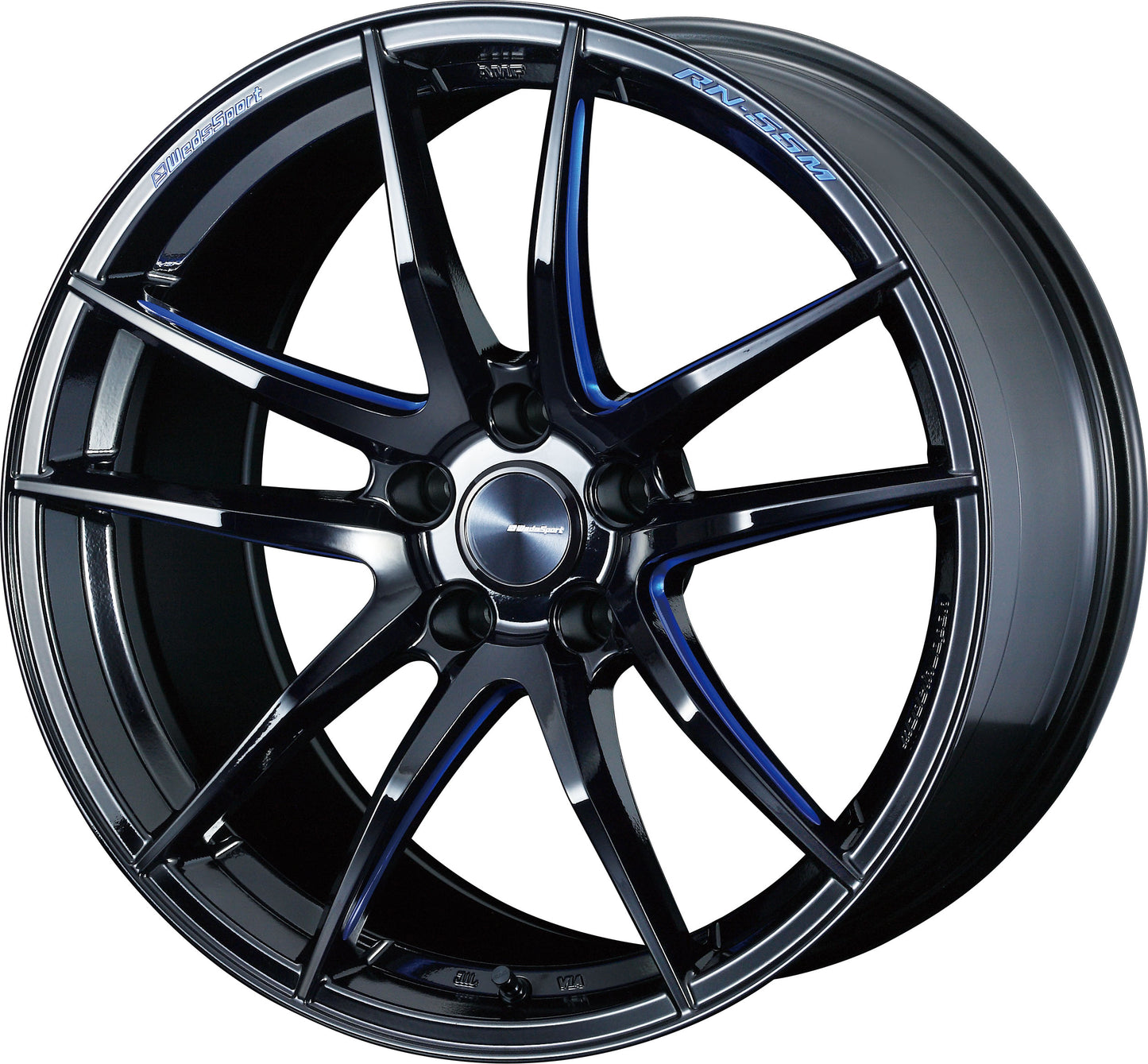 Weds WedsSport RN-55M Wheel 18x8 5x114.3 35mm Black Blue Machining