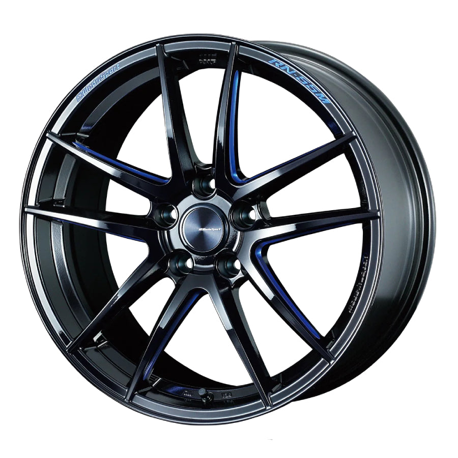 WedsSport RN-55M Wheel (Face F) - 19x8.5 / Offset +45 / 5x114.3 (Black Blue Machining)