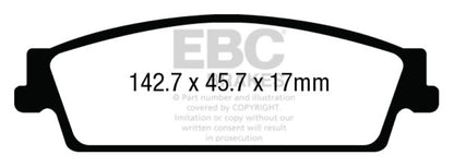 EBC 15+ Gac Yukon XL / Denali XL 1500 Extra Duty Rear Brake Pads