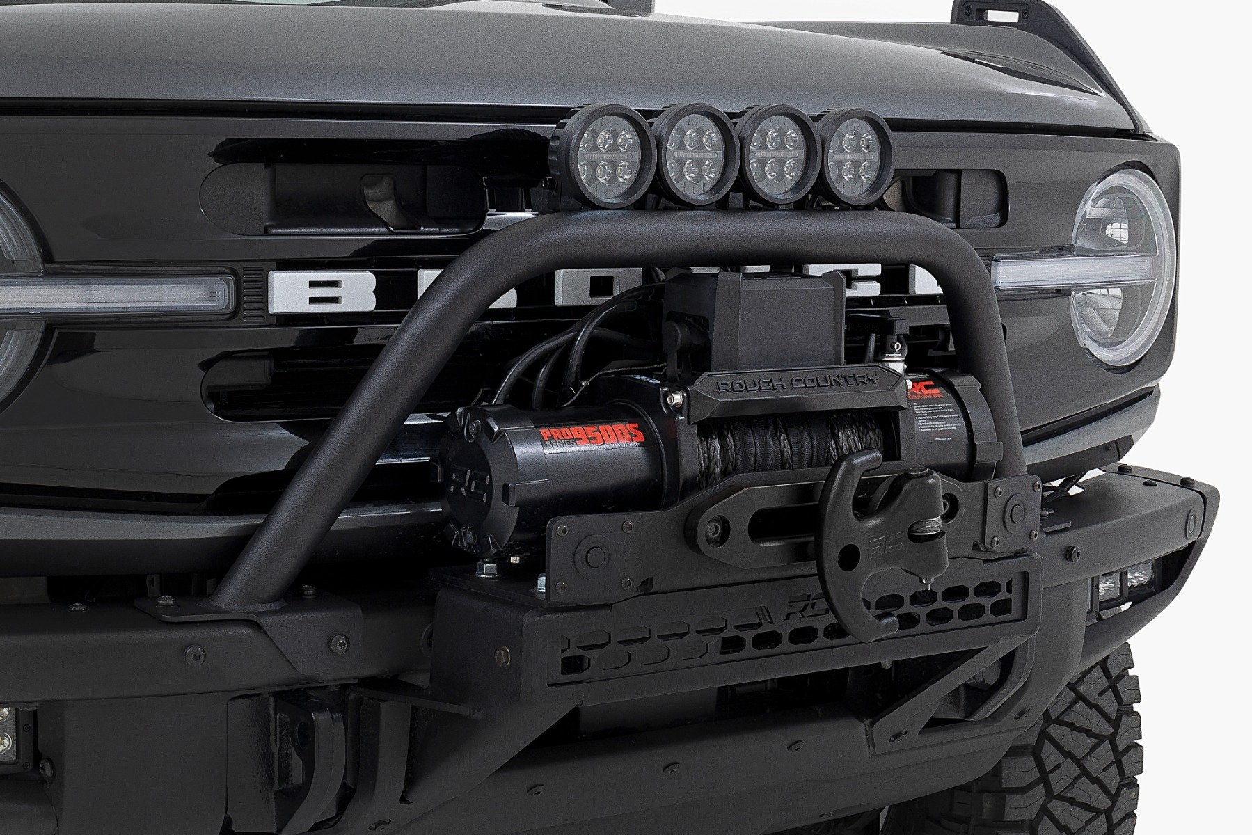 Safari Bar | 3.5" Round LED (Quad) | Black | Amber DRL | OE Modular Steel | Ford Bronco (21-24)
