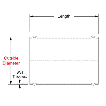 HPS 3" OD x 6" Long, 6061 Aluminum Joiner Tube Piping with Bead Roll