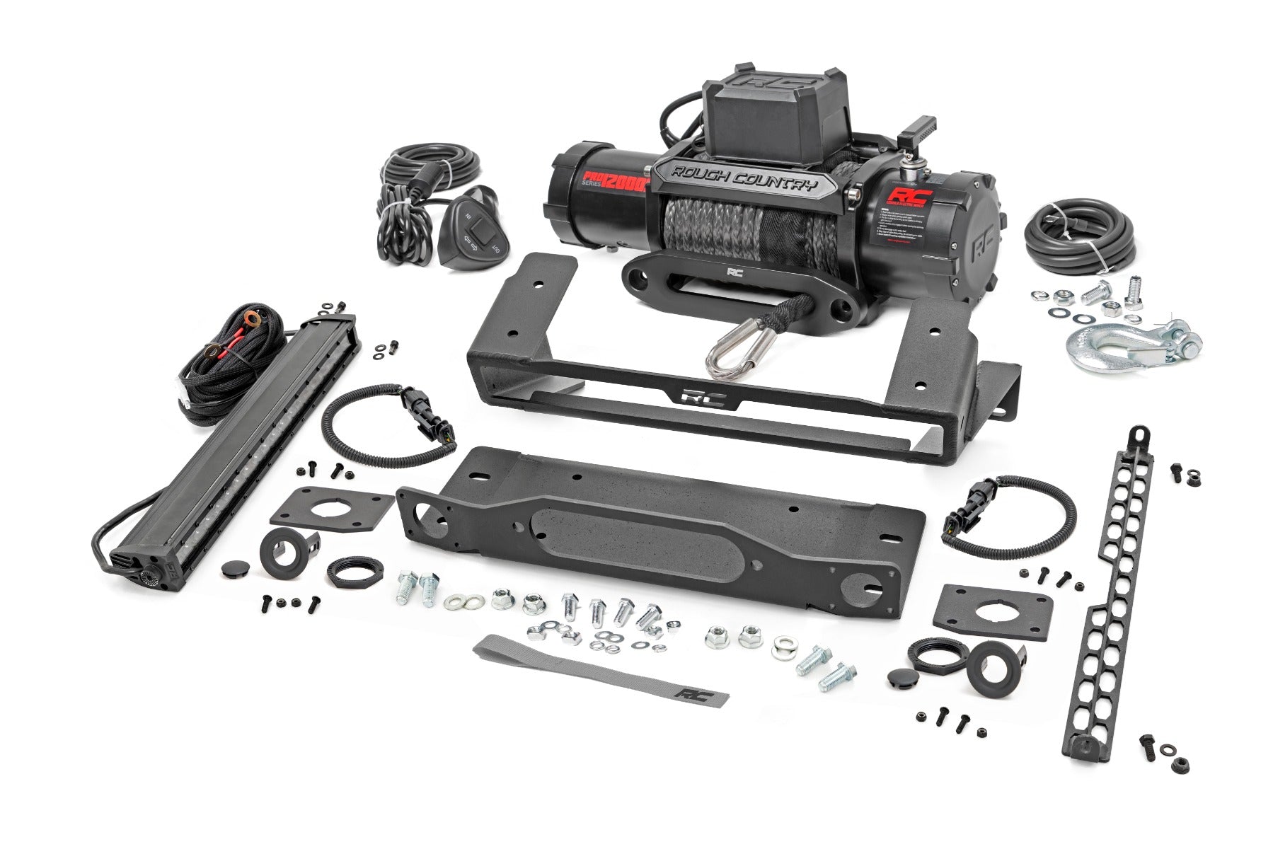 High Winch Mount | All Models | 12000S | 20 Inch Black Single Row LED | Ford Bronco (21-24)