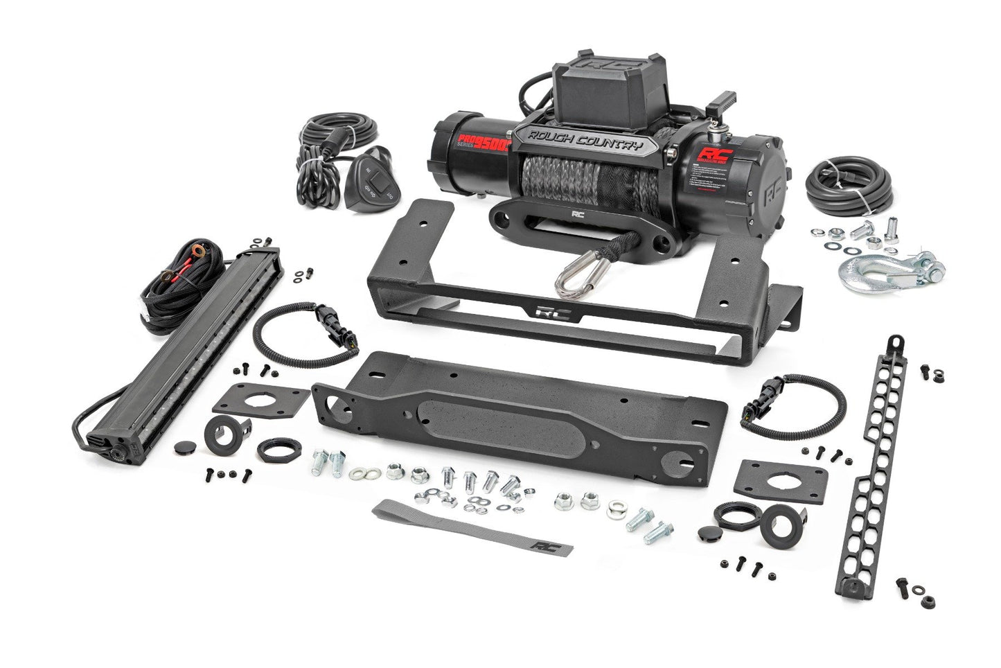 High Winch Mount | All Models | 9500S | 20 Inch Black Single Row LED | Ford Bronco (21-24)