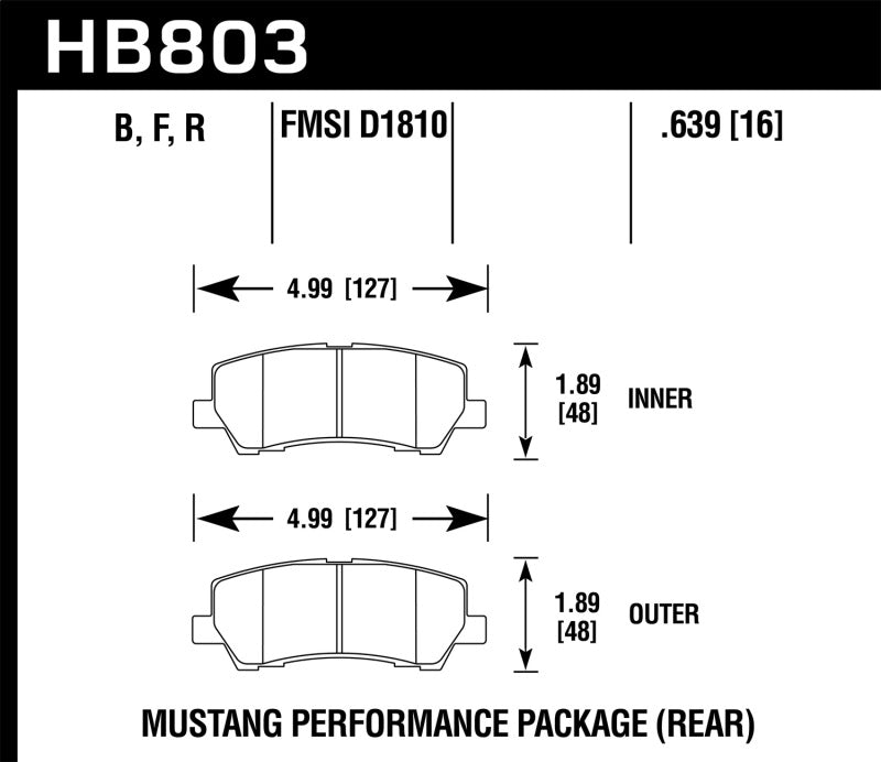 Hawk 16-17 Ford Mustang Brembo Package HPS Rear Brake Pads