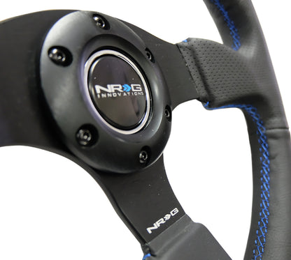 NRG Reinforced Steering Wheel (320mm) Black Leather w/Blue Stitching