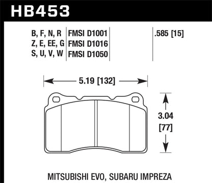 Hawk Street 5.0 Front Brake Pad Brembo 03-06 Evo / 04-14 STI / 09-10 Evo / 09-10 Genesis / 04-08 TL